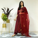 YOUNARI GARNET JAM DRESS WITH ORAGANZA DUPATTA