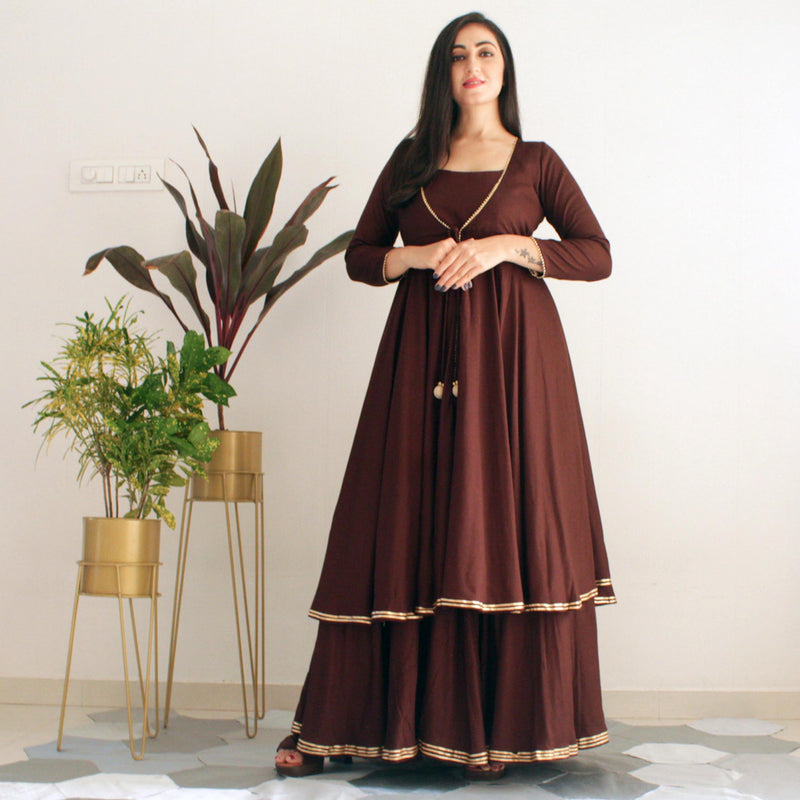 Ready to wear brownie indowestern dress