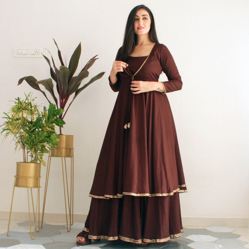 Ready to wear brownie indowestern dress