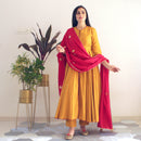 Ready to wear Mustard yellow indowestern suit set