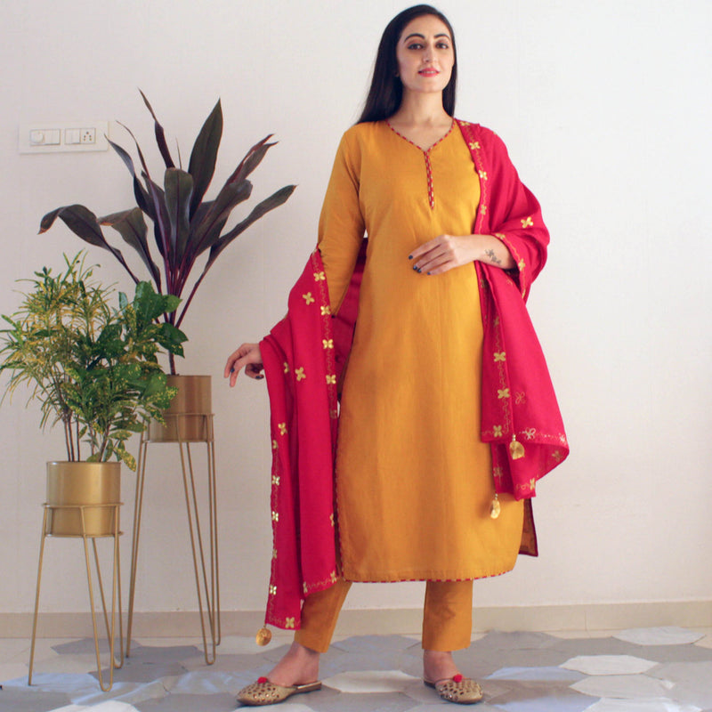 Ready to wear Gold Mustard suit set