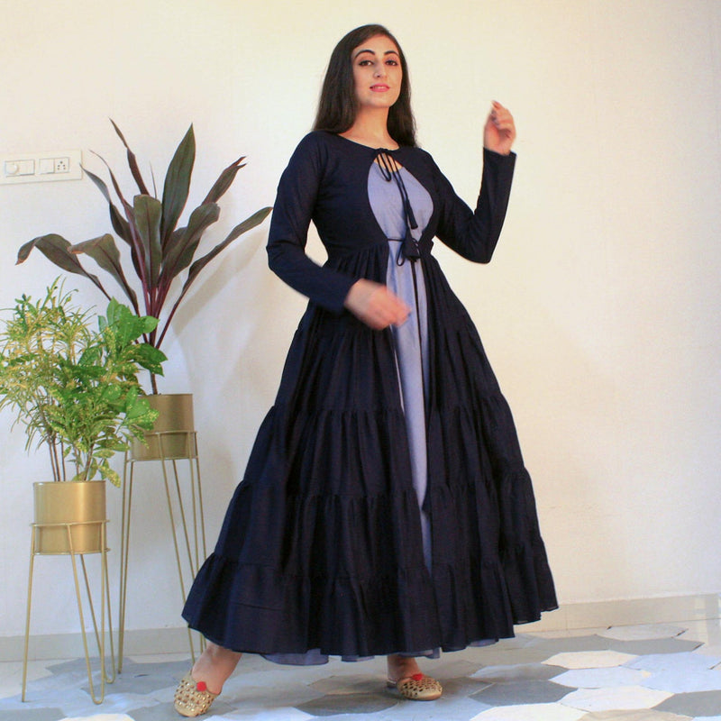 Ready to wear navy indigo indowestern Dress