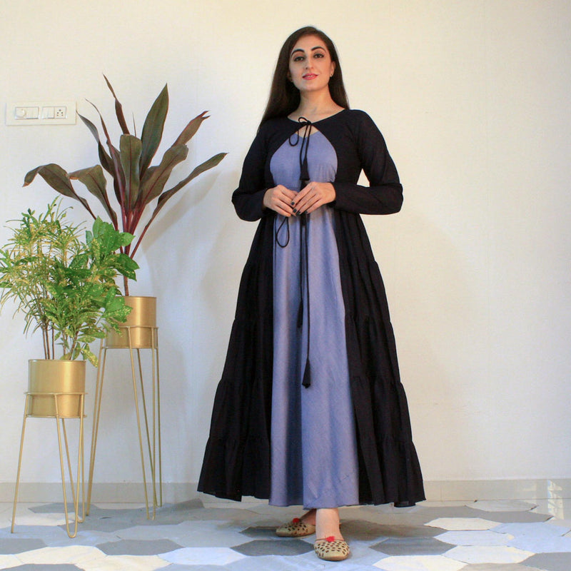 Ready to wear navy indigo indowestern Dress