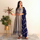 Ready to wear Pewter Indigo Block printed suit set