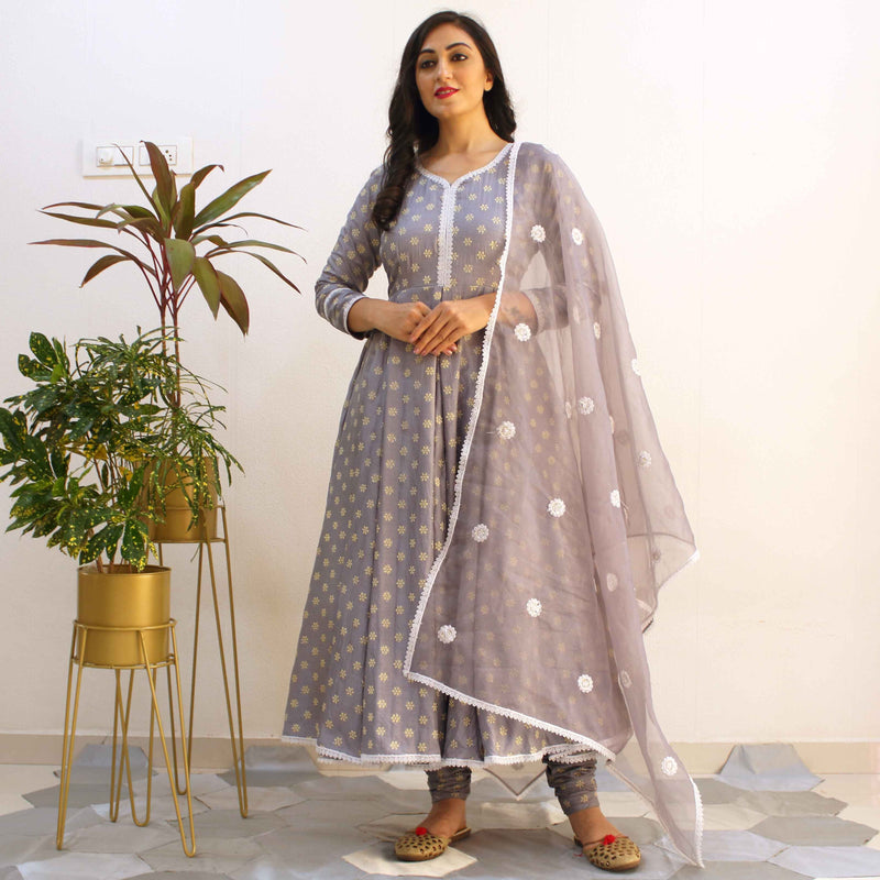 Ready to wear Dolphin Gray Churidar suit set