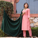 Peach cotton kurta with dupatta dress