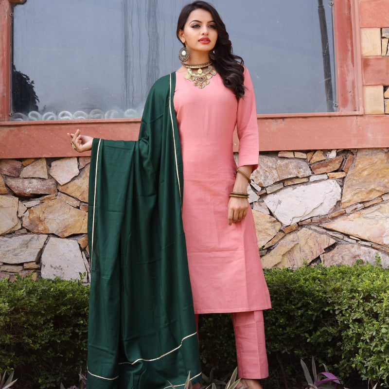 Peach cotton suit dress