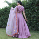 Maslin silk lehenga choli with tissue dupatta Younari