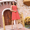 Peach georgette midi dress kurtis for women